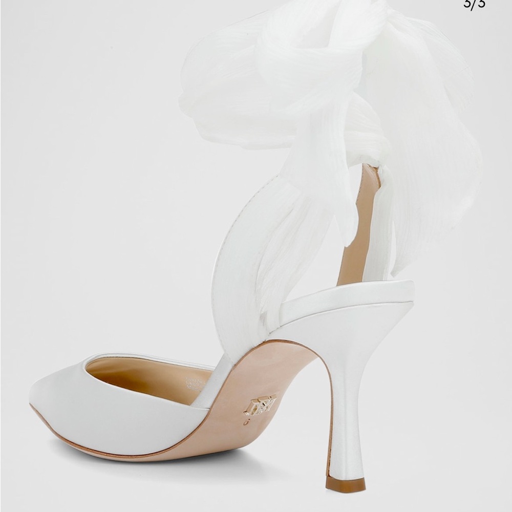 Badgley Mischka Blaze Satin Ankle-Wrap Halter Pumps